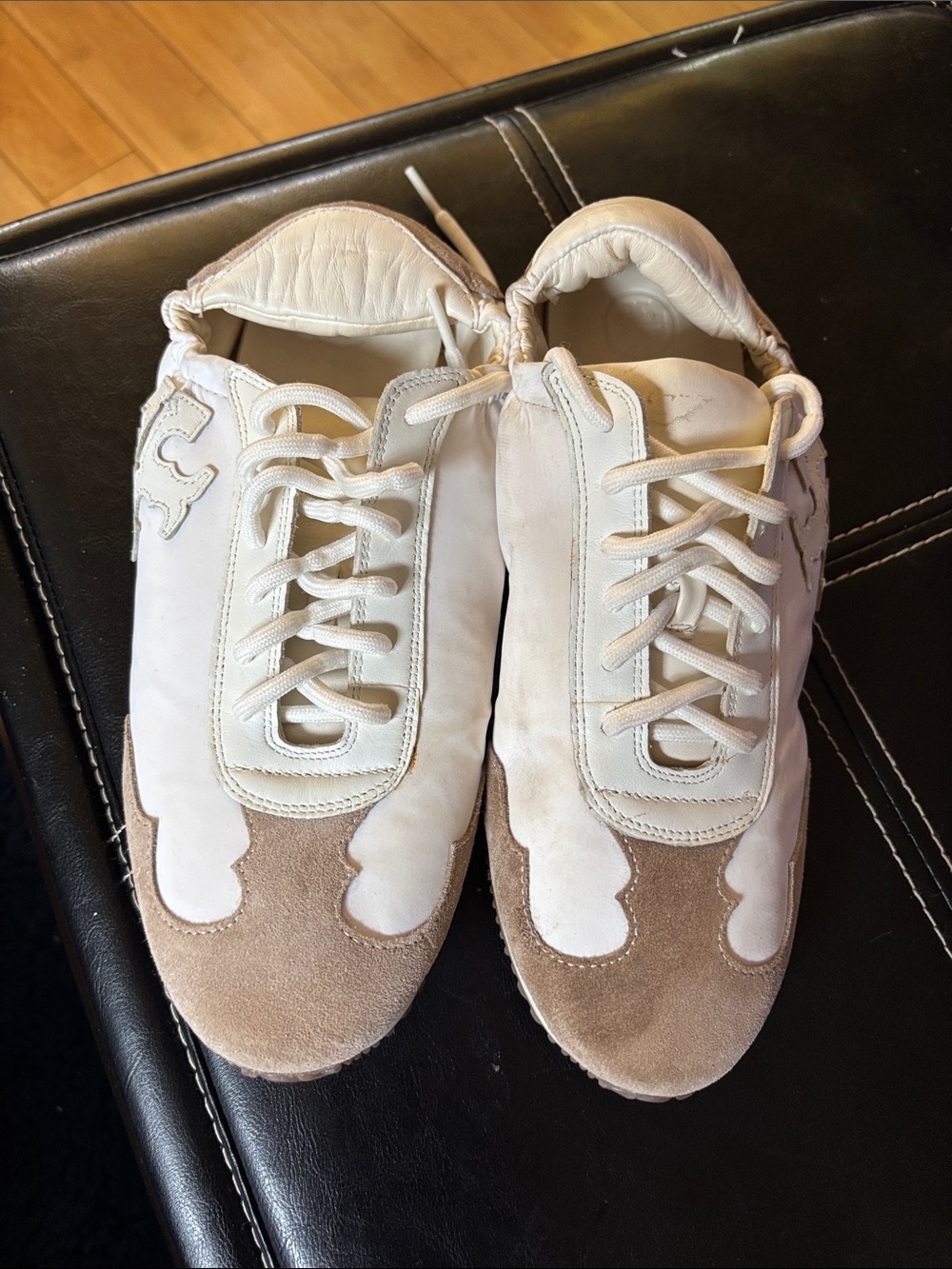 Tory Burch Cream and Tan Leather & Suede